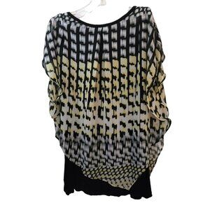 Women's Top Flowing Dressy Black and Yellow Lined Size Large JH1701150
